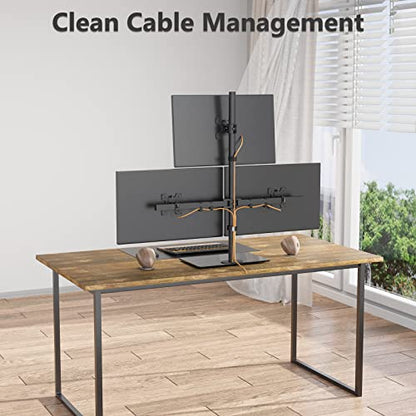 WALI Triple Monitor Stand, Height Adjustable Free-Standing Monitor Desk Mount, fits 3 Computer Screens up to 27 Inch, Holds up to 22lbs per Arm (GMF003) - size: Triple, style: Glass Free Stand