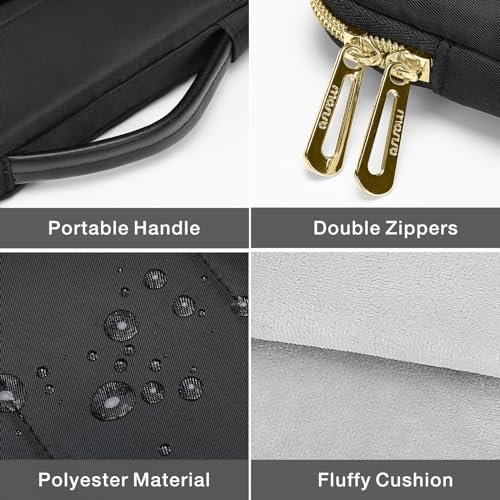 MOSISO 13-14 inch Laptop Case, 13.3 inch Puffy Laptop Sleeve Compatible with MacBook Air 13.6 M5 M4 M3 M2 M1/Neo/Pro 13/14,HP Dell ASUS Lenovo, Rectangle Vertical Bag with Small Case&Side Handle,Black - color: Black