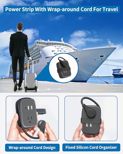 Travel Power Strip with USB C Port, NTONPOWER Small with Flat Plug,Multi Plug Travel Extension Cord Portable Power Strip with 2 Outlets 3 USB (1 C), for Cruise Home Essentials - size: 2 Outlets 1 USB-C 2 USB-A