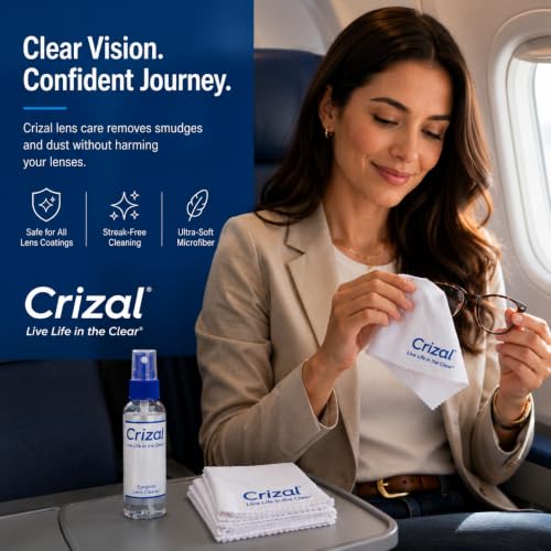 Crizal® Eyeglass Cleaner Spray – 2 Pack | Designed & Tested by Crizal® | Safe for Advanced AR & Anti-Reflective Lens Coatings | Premium Lens Care - color: 2 Spray's