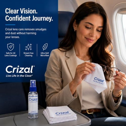 Crizal® Eyeglass Cleaner Spray – 2 Pack | Designed & Tested by Crizal® | Safe for Advanced AR & Anti-Reflective Lens Coatings | Premium Lens Care - color: 2 Spray's