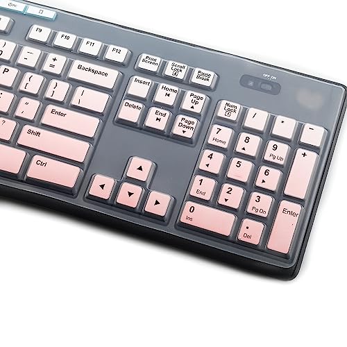 2Pcs Keyboard Cover Skin Protector Fit Logitech MK275 MK270 Wireless Keyboard, Logitech K200 K260 K270 MK200 MK260 Ultra Thin Desktop PC Silicone Keyboard Cover-OmbrePink+Clear - color: OmbrePink