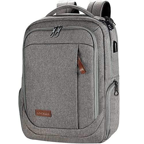 KROSER Laptop Backpack Computer Backpack 17.3 Inch for Men/Women-Grey | Laptop with USB Charging Port Water-Repellent Travel Large Backpack Casual Daypack Business/College - color: A-grey-17.3"