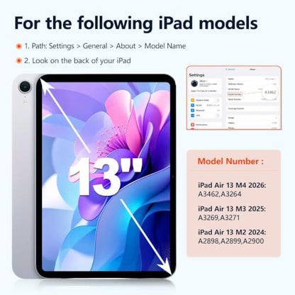 Screen Protector for iPad Pro 13 Inch 2025/2024 [8/7th Gen,M5/M4], iPad Air 13 Inch 2026/2025/2024 [8/7/6th Gen,M4/M3/M2], Tempered Glass Compatible Case Friendly 2-Pack - size: ipad 13 inch