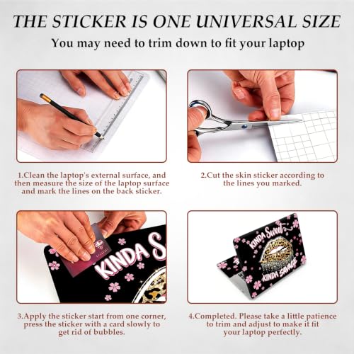 12.1-15.6 Inch Universal Reusable Laptop Skin Sticker Decal, Waterproof Removable Protector for Notebook Cover, Scratch-Resistant Vinyl Cuttable Full Wrap Sticker, Leopard Lips Pink Cherry Blossoms - color: Leopard Lips Pink Cherry Blossoms