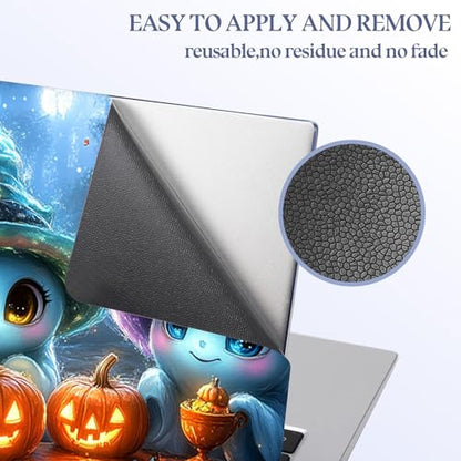 Universal Laptop Skin Sticker Decal,15.6 Inch Laptop Vinyl Cover for 13" 14" 15.6" Laptop,Scratch-Resistant Waterproof Protector Wrap,Reusable with Wrist Pads,Witch Spirit Pumpkin Party - color: Witch Spirit Pumpkin Party