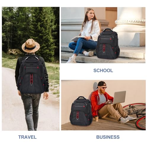 VANKEAN Travel Laptop Backpack 17.3 Inch TSA Friendly, Water-Repellent Anti Theft XL Computer Backpack with RFID Pockets College Backpacks with USB Port for Men Women Business Work Bag, Black - style: Travel Backpacks
