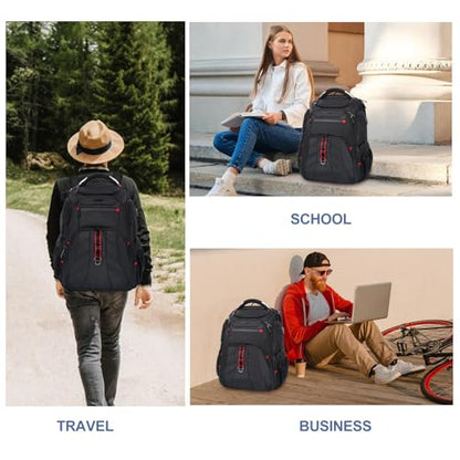 VANKEAN Travel Laptop Backpack 17.3 Inch TSA Friendly, Water-Repellent Anti Theft XL Computer Backpack with RFID Pockets College Backpacks with USB Port for Men Women Business Work Bag, Black - style: Travel Backpacks