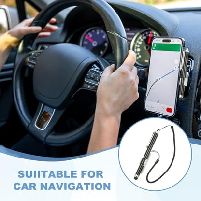 PATIKIL 2 Pcs Screens Capacitive Pen with Spring Rope Fixing Base High Sensitivity for Mobile Phone Car Navigation GPS POS Tablet Laptop, Black/White - color: Black/White