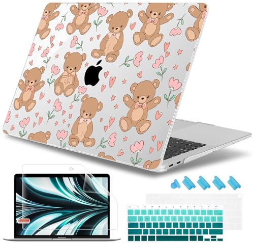 May Chen Compatible with MacBook Air 13 inch Case 2022 2021, 2020-2018 Release Model: M1 A2337 A2179 A1932, Plastic Hard Shell Case Cover for Mabook Air 13 inch with Retina Dispaly, Cute Teddy Bear - color: Cute teddy bear