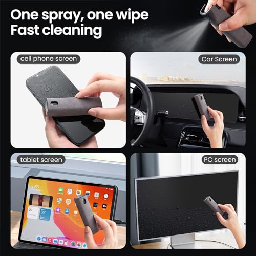 Touchscreen Screen Cleaner, Car, Tablet and Phone Screen Cleaner, Two in One Spray and Microfiber Cloth, Car Accessories for Women Perfect Gifts(Grey) - color: Grey