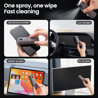 Touchscreen Screen Cleaner, Car, Tablet and Phone Screen Cleaner, Two in One Spray and Microfiber Cloth, Car Accessories for Women Perfect Gifts(Grey) - color: Grey