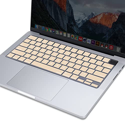 MOSISO Keyboard Cover Skin Compatible with MacBook Air 15 inch M3 M2 | A3114 A2941/Air 13.6 A3113 A2681/Pro 14/16 M4 M3 M2 M1, Apricot - color: Apricot