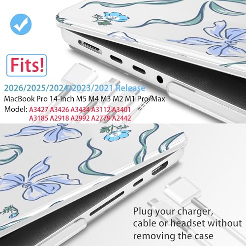 Mektron Case for M5 MacBook Pro 14 inch 2026 Model A3427 A3426 Fit 2025-2021 Model A3434 A3112 M4 A3112 A3401 A3185 M3 A2918 A2992 M2 A2779 M1 A2442 Pro/Max Cover for MacBook Pro 14",Bows C355 - color: Bows C355