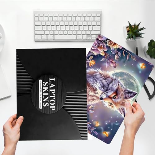Universal Laptop Skin Sticker with 2 Wrist Pad Skins, Waterproof Scratch Resistant Vinyl Laptop Cover Decal, Cut to Fit for 11–15.6 Inch MacBook HP Dell Lenovo, Fox Flowers - color: Fox Flowers