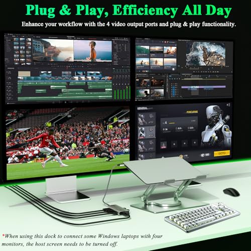 Minthouz 7-in-1 USB C Docking Station, Quad Display Hub Adapter with Dual 8K DP, 4K HDMI, VGA, 3 USB 2.0 Ports for MacBook Neo/Pro/Air, iPad Pro, iPhone 17 Pro/Pro Max, Dell HP Lenovo Windows Laptops