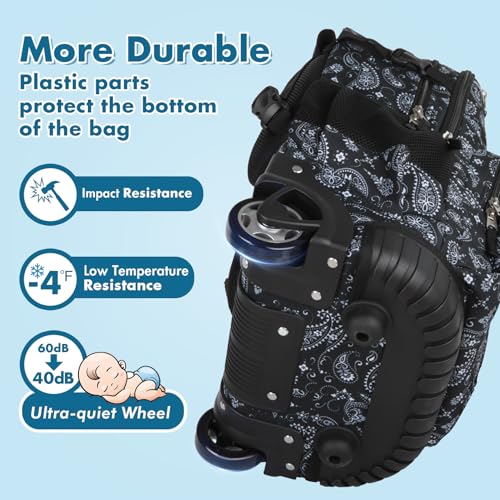 Tilami Rolling Backpack for Kids 18 Inch Wheeled Bookbag for Boys & Girls for School & Travel,Diamonds - color: Diamonds