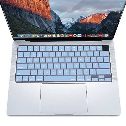 MOSISO Keyboard Cover Skin Compatible with MacBook Air 15 inch M3 M2 | A3114 A2941/Air 13.6 A3113 A2681/Pro 14/16 M4 M3 M2 M1, Airy Blue - color: Airy Blue