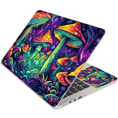15.6 Inch Laptop Skin Sticker, Reusable Vinyl Cover Protector with 2 Wrist Pad Skins, Removable Waterproof Scratch-Resistant for 12-15.6 Inch Laptop Notebook,Psychedelic Mushroom Forest - color: Psychedelic Mushroom Forest