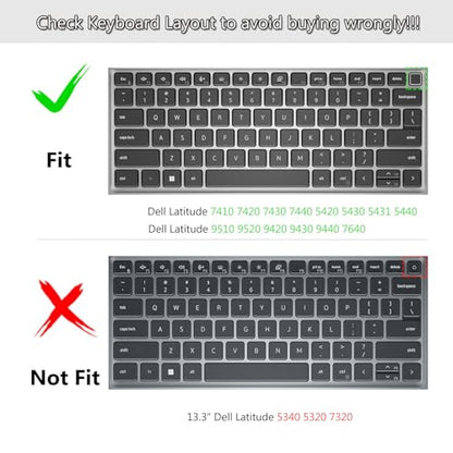 Keyboard Cover Skin for 14" Dell Latitude 7450 7440 7430 7420 7410 Notebook, Dell Latitude 5450 5440 5430 5431 5420/Dell Latitude 7520 15.6"/Dell Latitude 9510 9520 9420 9430 9440 Cover-Pink - color: Pink