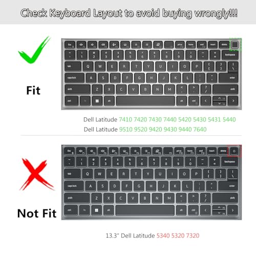 Keyboard Cover Skin for 14" Dell Latitude 7000 7410 7420 7430 7440 5440 5420 5430 5431, Dell Latitude 7520/Latitude 9000 9510 9520 9420 9430,Dell Latitude 14" Notebook Protector-Black - color: Black