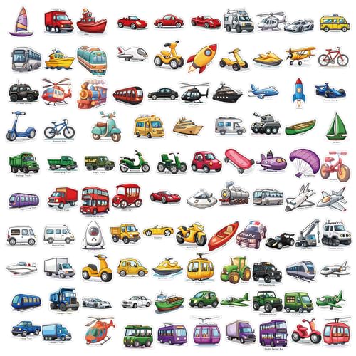 200 Pcs Car Stickers Bulk.Truck Stickers for Kids Classroom Boys Girls School,Construction Pack Sticker for Book Water Bottles Phone Case Laptop - color: Car Stickers