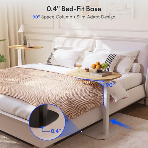 FLEXISPOT Adjustable C Table, Mobile Snack Side End Table Sofa Couch Bedside Table Laptop Cart TV Tray Night Stand Small Space Side Table(23.6" W x 13.8" D,Maple) - color: Maple, size: 24x14