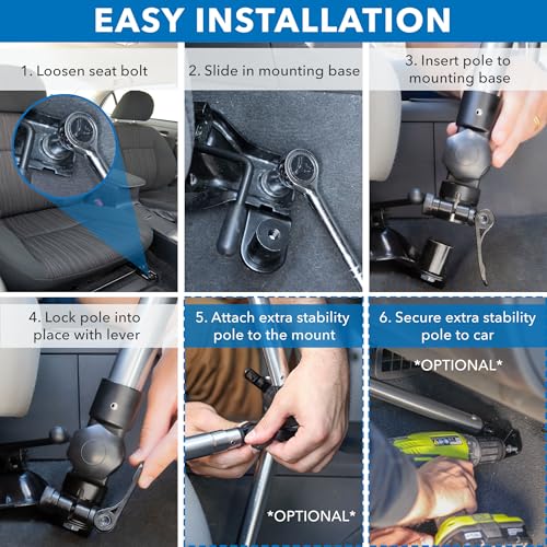 Mount-It! Car Laptop Mount, No-Drill Vehicle Laptop Stand for Vehicle & Truck, Full Motion Computer Holder for Cars Vans SUVs, Adjustable Height 14–22.25”, Fits Notebooks Up to 17” with Cooling Tray