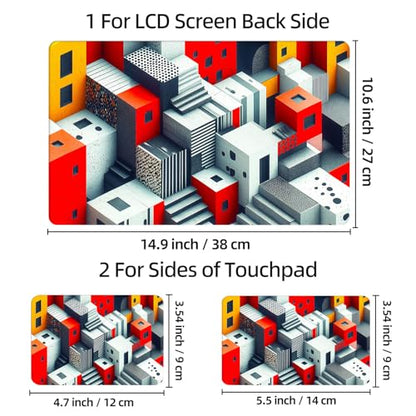 Universal Laptop Skin Sticker Decal, 12"-15.6" Aesthetic Vinyl Wrap, Geometric 3D Cubes Abstract Waterproof Notebook Cover Art Protector for MacBook HP Dell Lenovo, Fits 13" 14" 15" 15.6" - color: Geometric 3D Cubes Abstract