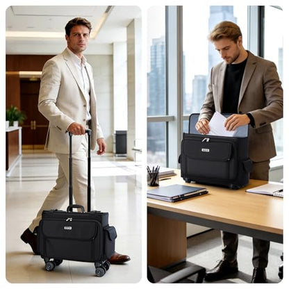 Rolling Laptop Bag 15.6 Inch, Ballistic Nylon Wheeled Briefcase for Men Women, Professional Rolling Work Bag, Underseat Carry On Business Case, 360 Spinner Wheels, Accordion File Office Bag