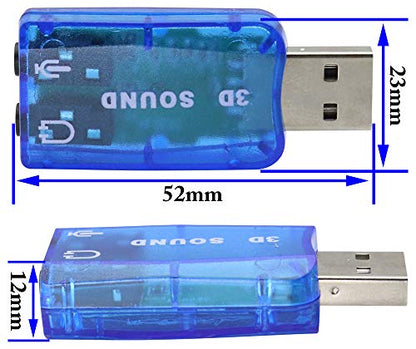 External 5.1 USB Stereo Sound Card USB 2.0 to 3D Audio Sound Card Adapter Virtual 5.1 Channel for Windows and Mac, PC, Notebook with 3.5mm Headphone and Microphone - 2 Pack(Blue) - color: blue