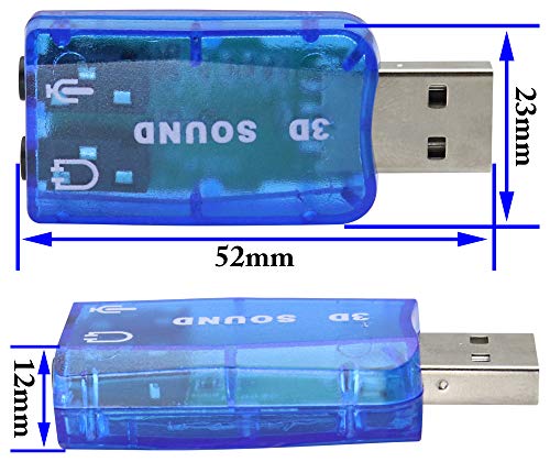External 5.1 USB Stereo Sound Card USB 2.0 to 3D Audio Sound Card Adapter Virtual 5.1 Channel for Windows and Mac, PC, Notebook with 3.5mm Headphone and Microphone - 2 Pack(Blue) - color: blue