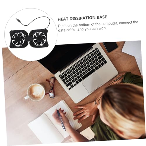 KOMBIUDA Portable Foldable Laptop Cooler with USB Fans Compact Notebook Cooling Mat for Convenient Use Durable Design for Efficient Cooling of Laptops Black