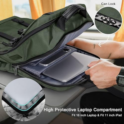 WITZMAN Travel Laptop Backpack for Men Fits 16 inch Laptop | Nylon Carry-on Airline Approved, USB Charging Port, 26L Capacity, For Vacation, Weekend, Overnight Trip, B716 Army Green - color: Army Green