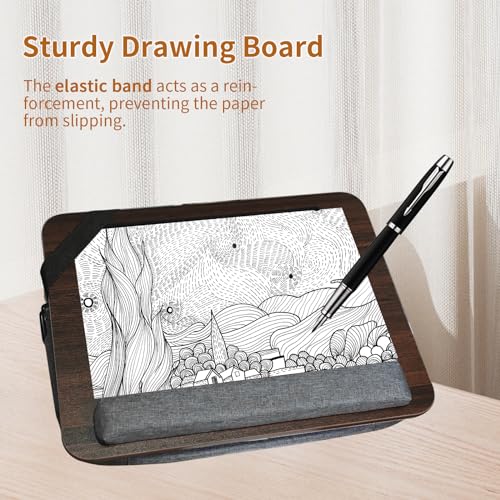 Lap Desk,Cushioned Laptop Desk with Storage Fits 15.6in,Walnut | Ergonomic cushion,storage pocket,fits 15.6-inch laptops,walnut scratch-proof tabletop - color: Deep Walnut Color