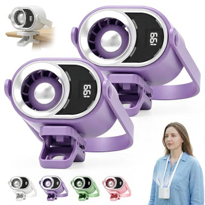 2026 Car Clip on Air Conditioner Fan with LED Display, 360° Rotation 199 Speed Adjustable USB Rechargeable Personal Cooling Fan, Portable Mini Cooling System for Auto Vehicle Travel Office (2, Purple) - color: Purple