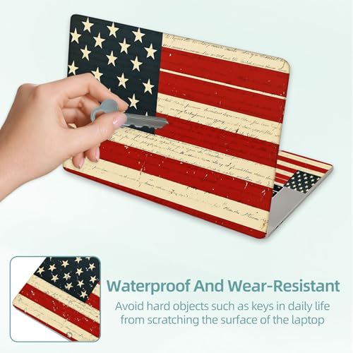 Universal Laptop Skin Decal, 3-Piece Vinyl Protector for 12 13 14 15.6" Notebook, Waterproof Anti-Scratch, Easy Trim & Bubble-Free Finish, American Flag - color: American Flag