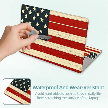 Universal Laptop Skin Decal, 3-Piece Vinyl Protector for 12 13 14 15.6" Notebook, Waterproof Anti-Scratch, Easy Trim & Bubble-Free Finish, American Flag - color: American Flag