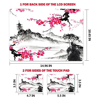 AIMSA Laptop Skin Sticker Decal, 12 13 13.3 14 15 15.4 15.6 inch Laptop Art Decal Protector Notebook Netbook PC 15.6" Universal Vinyl Cover, Mountain Sakura Ink Painting - color: Mountain Sakura Ink Painting