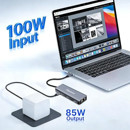 USBC Docking Station 8 in 1 USB C to hdmi gigabit ethernet Adapter 1Gbps Ethernet Hub 100W Power Delivery 3*USB 3.0 Ports SD/TF Card Reader Ethernet USB C Adapter for MacBook Pro/Air Dell XPS HP