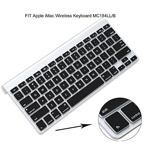 ProElife Ultra Thin Silicone Keyboard Protector Cover Skin for Apple Wireless Keyboard with Bluetooth MC184LL/B (Model A1314, U.S Layout) (Not Fits Magic Keyboard) (Black) - color: Black