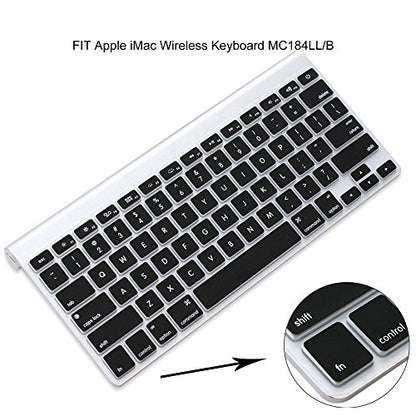 ProElife Ultra Thin Silicone Keyboard Protector Cover Skin for Apple Wireless Keyboard with Bluetooth MC184LL/B (Model A1314, U.S Layout) (Not Fits Magic Keyboard) (Black) - color: Black