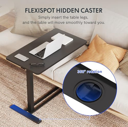 FLEXISPOT 28''Adjustable C Table Gas Spring Mobile Side End Table | Adjustable C table with Wheels, Bedside table for sofa and couch. Laptop Rolling Cart TV Tray, 27.6" W x 15.7" D,Black - color: Black, size: 28x16
