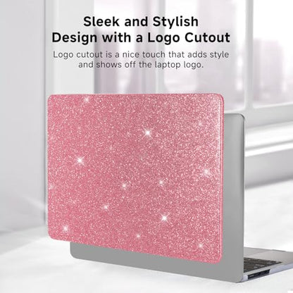 Funut Glitter Case for MacBook Air 13 Inch 2022 2021 2018 Release M1 A2337 A2179 A1932, MacBook Air 2020 Case, Women Girls Shiny Sparkle Bling PU Leather Hard Shell Cover & Keyboard Cover, Pink - color: Glitter Pink, size: Mac Air 13" 2018-2022(A1932/A217