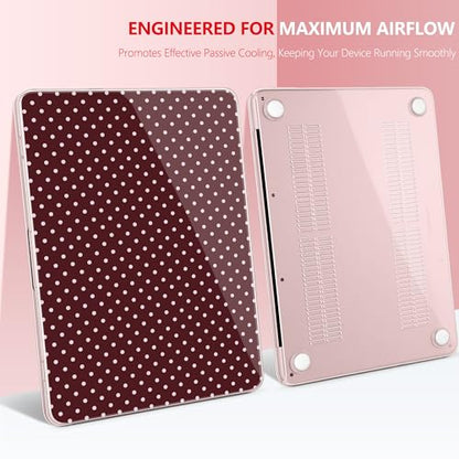 for MacBook Neo 13 Inch Case 2026 (Model A3404, A18 Pro chip), Stylish Pattern Protective Hard Shell with Screen Protector, Keyboard Cover & USB-C Adapter - Burgundy Polka Dots - color: Burgundy Polka Dots