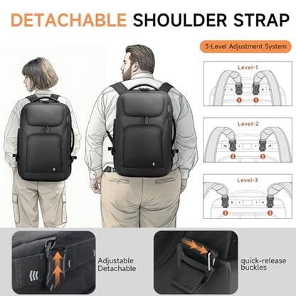 Backpack for Men, Anti Theft Convertible Laptop Backpack with Wheels,50L Rfid Personal Item Wheeled Backpack for Travel Business Work, Black - color: Black-513