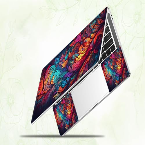 Laptop Skin Sticker Decal, Universal Reusable Vinyl Laptop Cover for 12" 13" 13.3" 14" 15" 15.4" 15.6" Notebook PC, Waterproof Scratch-Resistant with 2 Wrist Pads, Easy to Apply & Remove,Art Leaf - color: Art Leaf