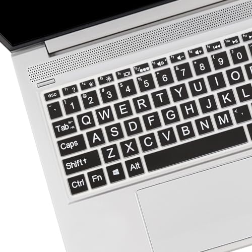 Large Letters Keyboard Cover for 15.6 HP Laptop 15-dw 15-dy 15-ef 15-da/db/bs 15-dy5033dx 15-dy2702dx 15-dy2073dx 15-dw0083wm 15-ef2126wm 15-da0033wm, Envy x360 15m-dr/ds 17-bs/bw, Pavilion 15-cs/cc - color: Black(Large Letters)