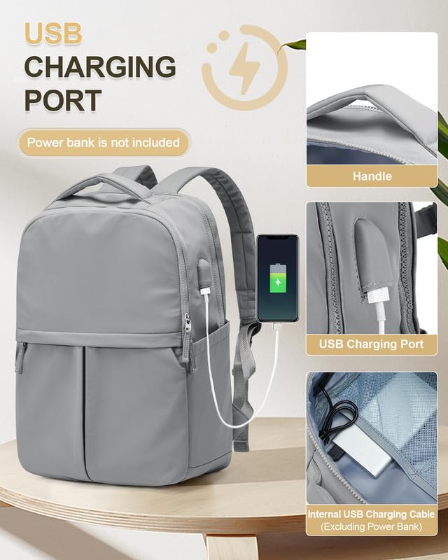 Laptop Work Backpack for Women - 15.6 Inch Laptop Compartment, Lightweight Waterproof Large Travel Backpack for College, Nurse & Teacher, Grey - color: Model a Grey