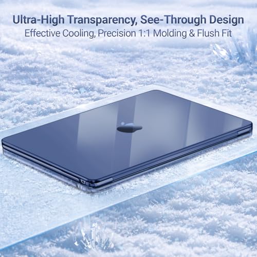 MOSISO Compatible with MacBook Air 15 inch Case M5 2026 M4 M3 M2 2025-2023 | A3448 A3241 A3114 A2941, Scratch-Resistant Protective Hard Shell Case&Keyboard Cover&ScreenFilm&Pouch, Crystal Midnight - color: Crystal Midnight